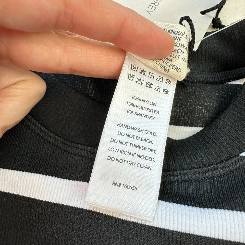 NWT Happily Grey Black & White Striped Seamless Crop Top - Picture 9 of 13